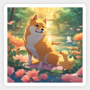 Shiba Alegre Pegadiza Magnet